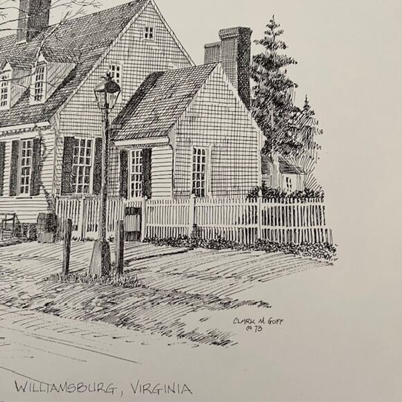 Vintage Clark M. Goff Raleigh Tavern Williamsburg, Virginia '73 Matted Print - Picture 9 of 12